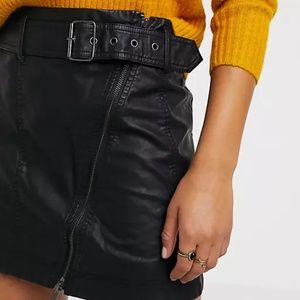 Free People Feeling Fresh Belted Leather Mini Skirt.